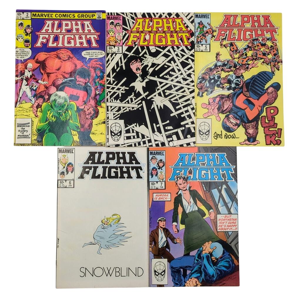 Alpha Flight 5 Issue Lot 2 3 5 6 7 Marvel Comics 1983 1984 Snowblind Bronze Age